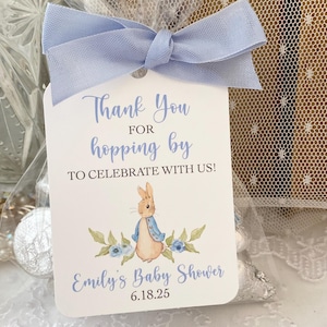 Personalized Peter Rabbit Baby Shower Favor Treat Bags, Thank You for Hopping By Favors, Beatrix Potter Baby Shower Favor Bags