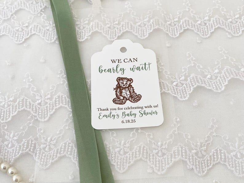 Teddy Bear Favor Treat Bags, Baby Shower Teddy Bear Favors, Birthday Teddy Bear Favor Bags, We Can Bearly Wait Shower Favors Bags image 4
