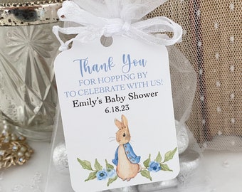 Peter Rabbit Baby Shower Favor Bags, Thank You Gift Bags for Guests, Bunny Rabbit Treat Bags, Thanks for Hopping By