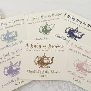 Baby Boy Shower Tea Party Favors, A Baby is Brewing Boy Tea Baby Shower Favor Gift Bags image 4