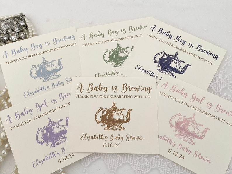 Baby Boy Shower Tea Party Favors, A Baby is Brewing Boy Tea Baby Shower Favor Gift Bags image 4