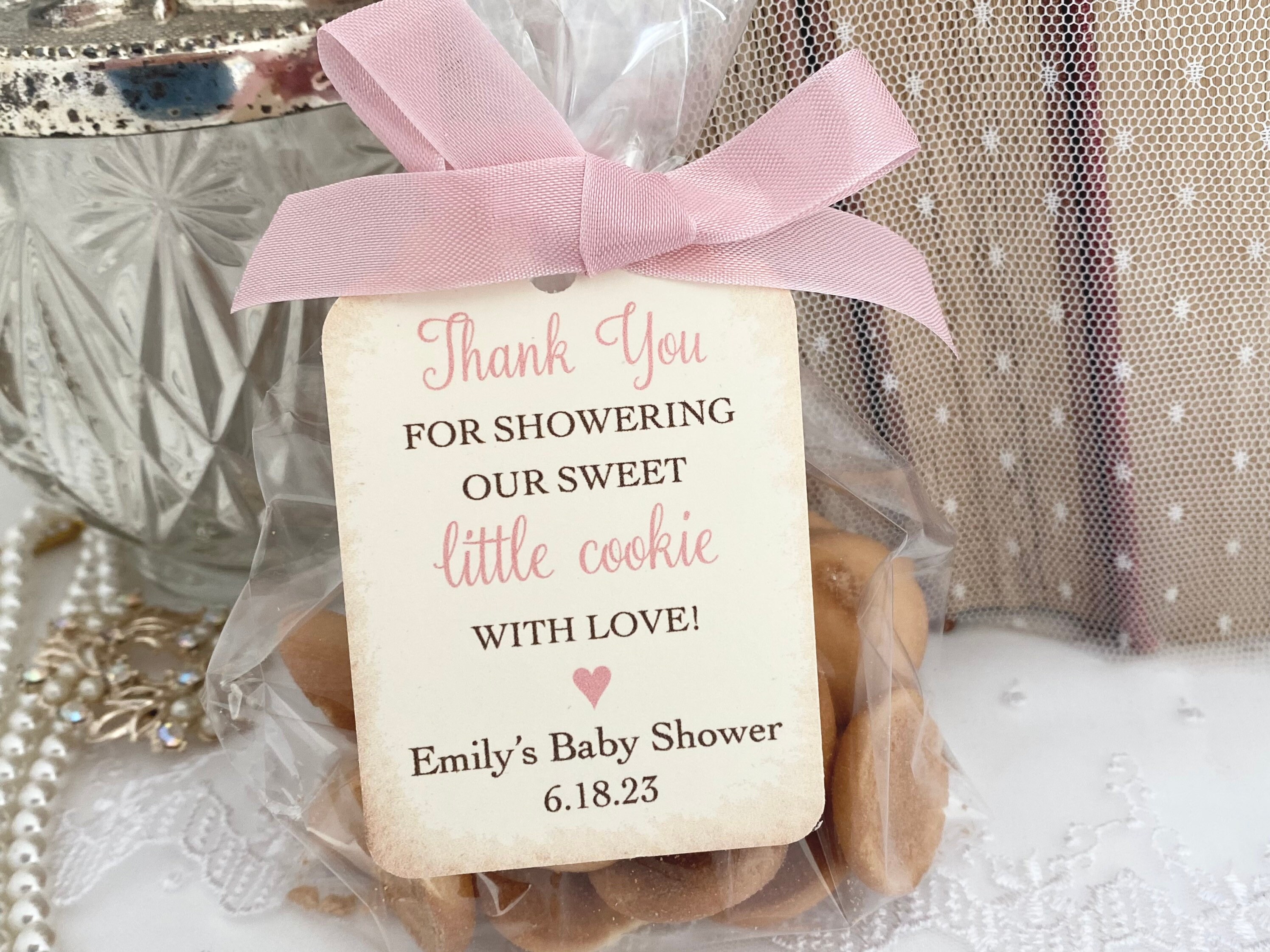 Girl Cookie Baby Shower Favor Bags Pink Cookie Favor Bags Etsy