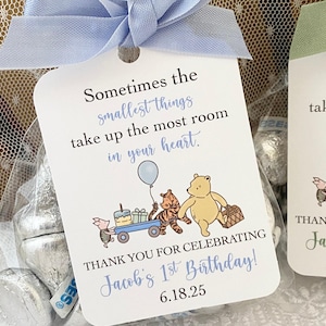 Classic Winnie the Pooh Birthday Favor Gift Bags for Boy 1st 2nd Birthday Party, Pooh Parade Sometimes the Smallest Things Favor Bags