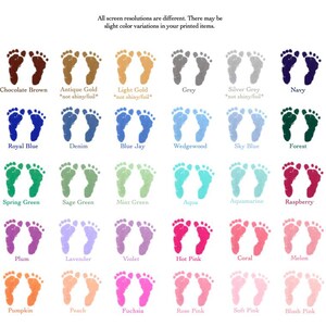 a poster with a bunch of footprints in different colors