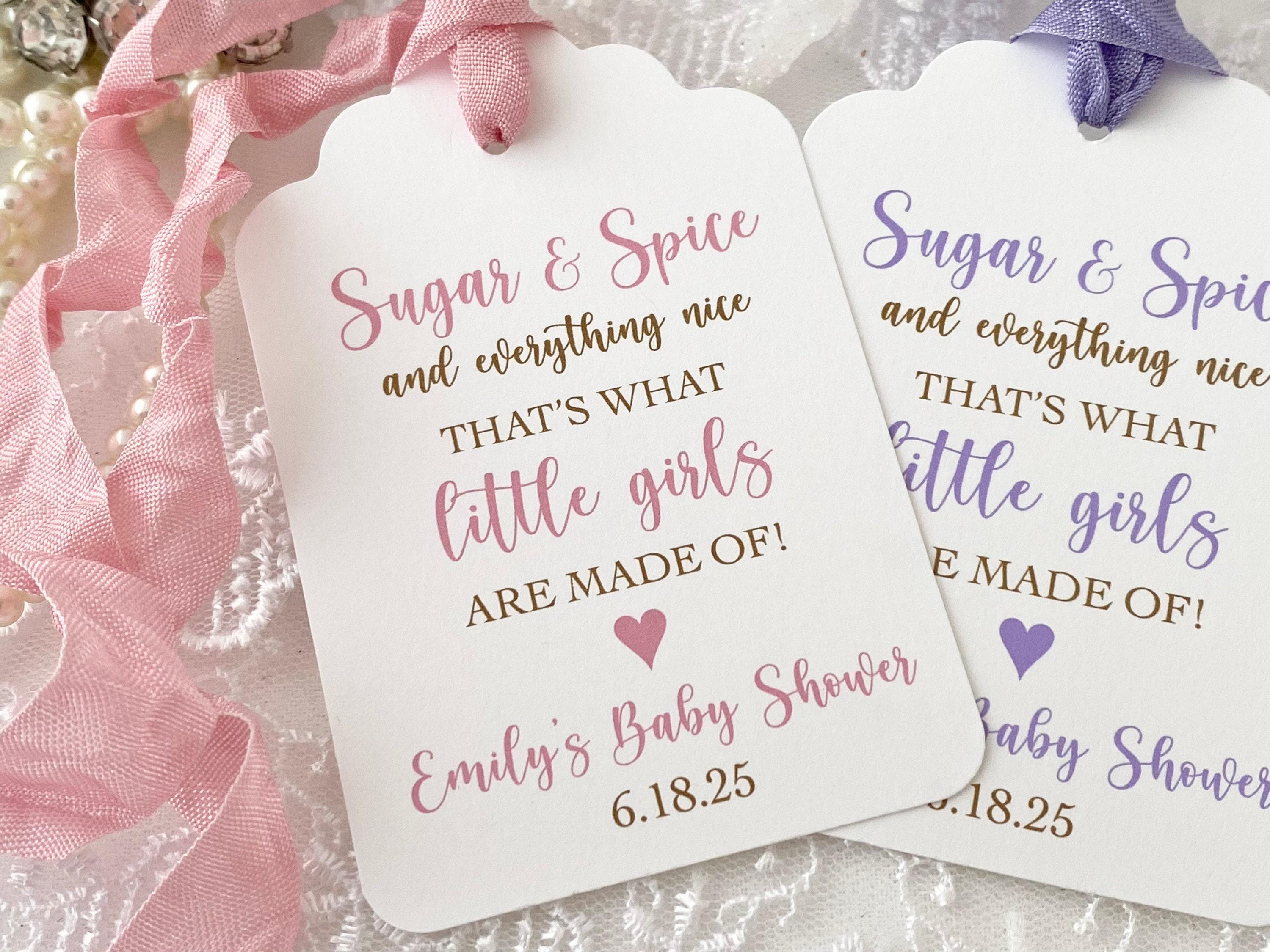 Printed Sugar and Spice Baby Girl Shower Sprinkle Favor Tags ...