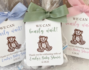 Teddy Bear Favor Treat Bags, Baby Shower Teddy Bear Favors, Birthday Teddy Bear Favor Bags,  We Can Bearly Wait Shower Favors Bags