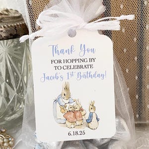 Peter Rabbit Bunny 1st 2nd Birthday Party Favor Gift Bags, Peter Rabbit First Birthday Favors, Thank You for Hopping By Treat Candy Bags