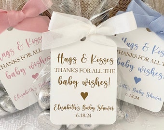 Hershey Kisses Baby Wishes Favors Bags, Hugs and Kisses Gender Neutral Cello Cellophane Favor Bags