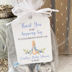 Peter Rabbit Baby Shower Favor Bags, Thank You Gift Bags for Guests, Bunny Rabbit Treat Bags, Thanks for Hopping By Favors