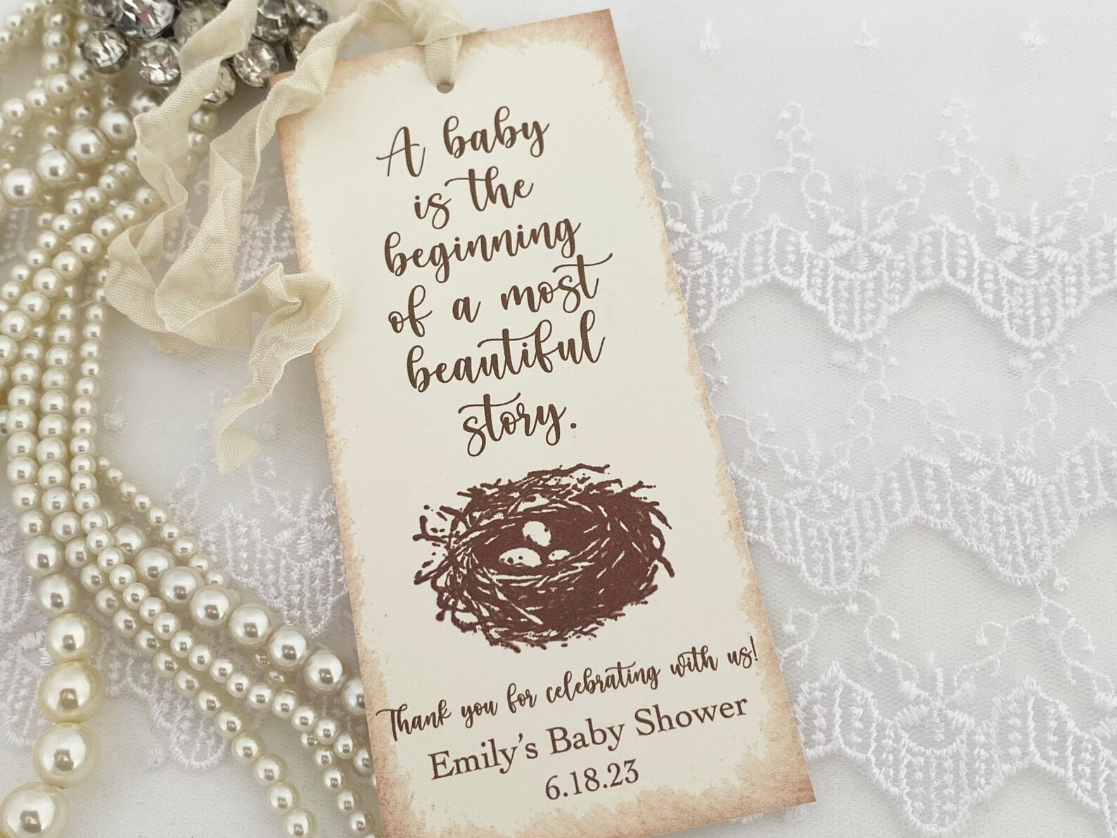 Printed Bird Nest Bookmarks Bird Egg Baby Shower Bookmark Etsy