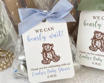 Teddy Bear Favor Treat Bags for Boy Shower, Blue Boy Baby Shower Teddy Bear Favors, We Can Bearly Wait Shower Favors Bags