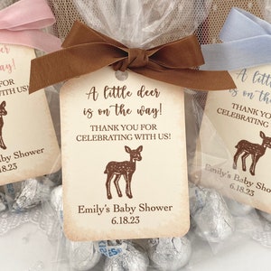 Deer Baby Shower Favor Bags, Woodland Deer Baby Shower Favors, Woodland Favors, A little Deer is on the way Printed image 1