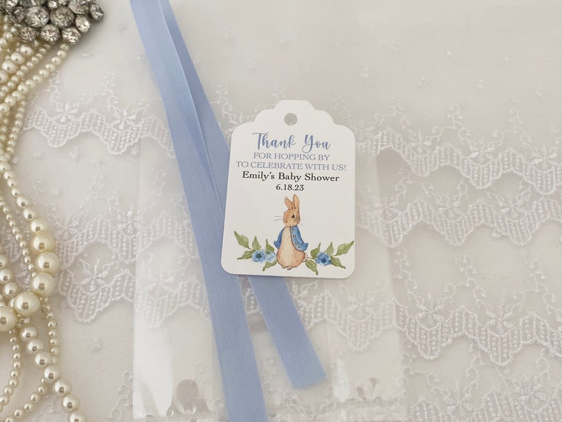 Peter Rabbit Baby Shower Favor Treat Bags, Thank You for Hopping By Favors, Peter Rabbit Birthday Favor Bags image 2