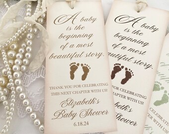 Storybook Favors, Book Baby Shower Favors, Book Themed Favors, A Baby is the Beginning of a Beautiful Story, Gender Neutral Bookmarks