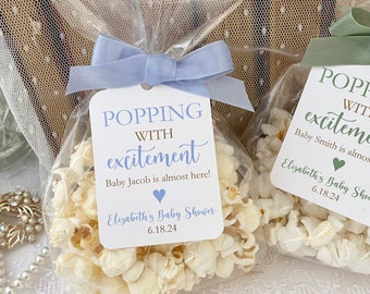 Popcorn Favor Bags for Baby Boy, Baby Boy Popcorn Favors, Popping with Excitement Popcorn Treat Bags