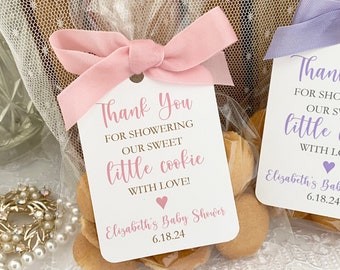 Baby Girl Shower Cookie Favor Bags, Pink Cookie Favor Treat Bags, Sweet Little Cookie Favors, Printed Handmade