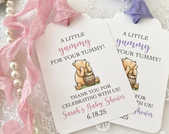 Winnie the Pooh Favor Tags, Girl Baby Shower Gift Tags