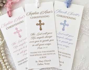 Personalized Christening Favor Bookmarks, Cross Bookmarks Favors for Baptism, Christening, Dedication, Baptism Gift