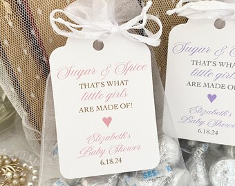 Sugar and Spice, Everything Nice Baby Shower Organza Favor Bags, Personalized Printed Baby Girl Shower Guest Bags, Baby Girl Thank You Favor