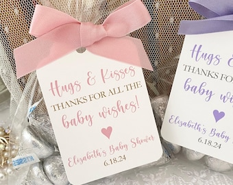 Baby Girl Kisses Favor Bags, Personalized Tags, DIY Kit