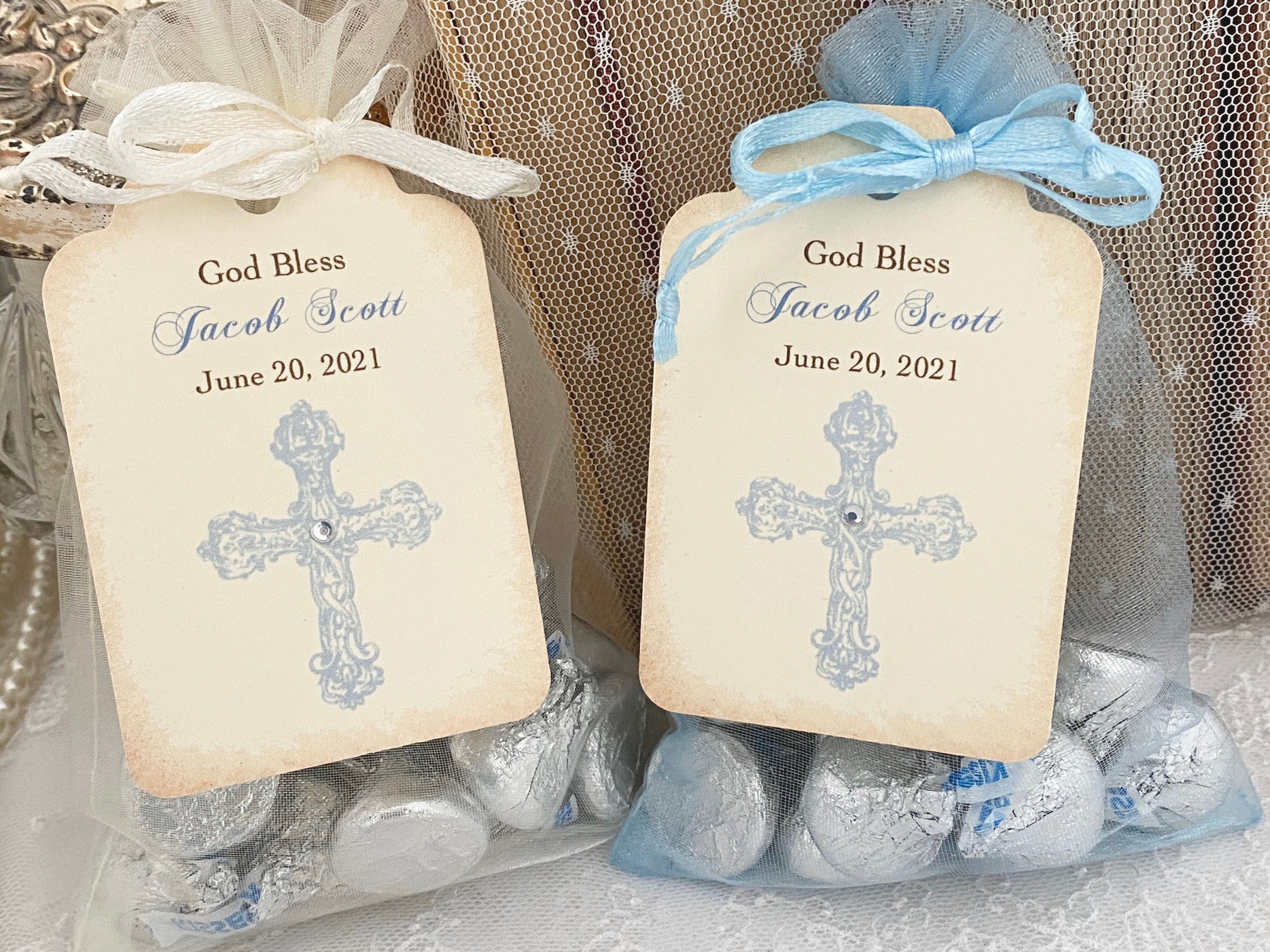 Boy Christening Favor Gift Bags Boy Baptism Favor Bags Blue Etsy