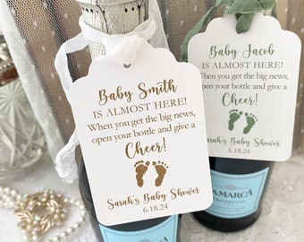 Baby Shower Champagne Tags, Baby Mini Wine Bottle Tags, Baby Champagne Labels Cheers Baby Tags Champagne Favor Tags Gender Neutral, Printed