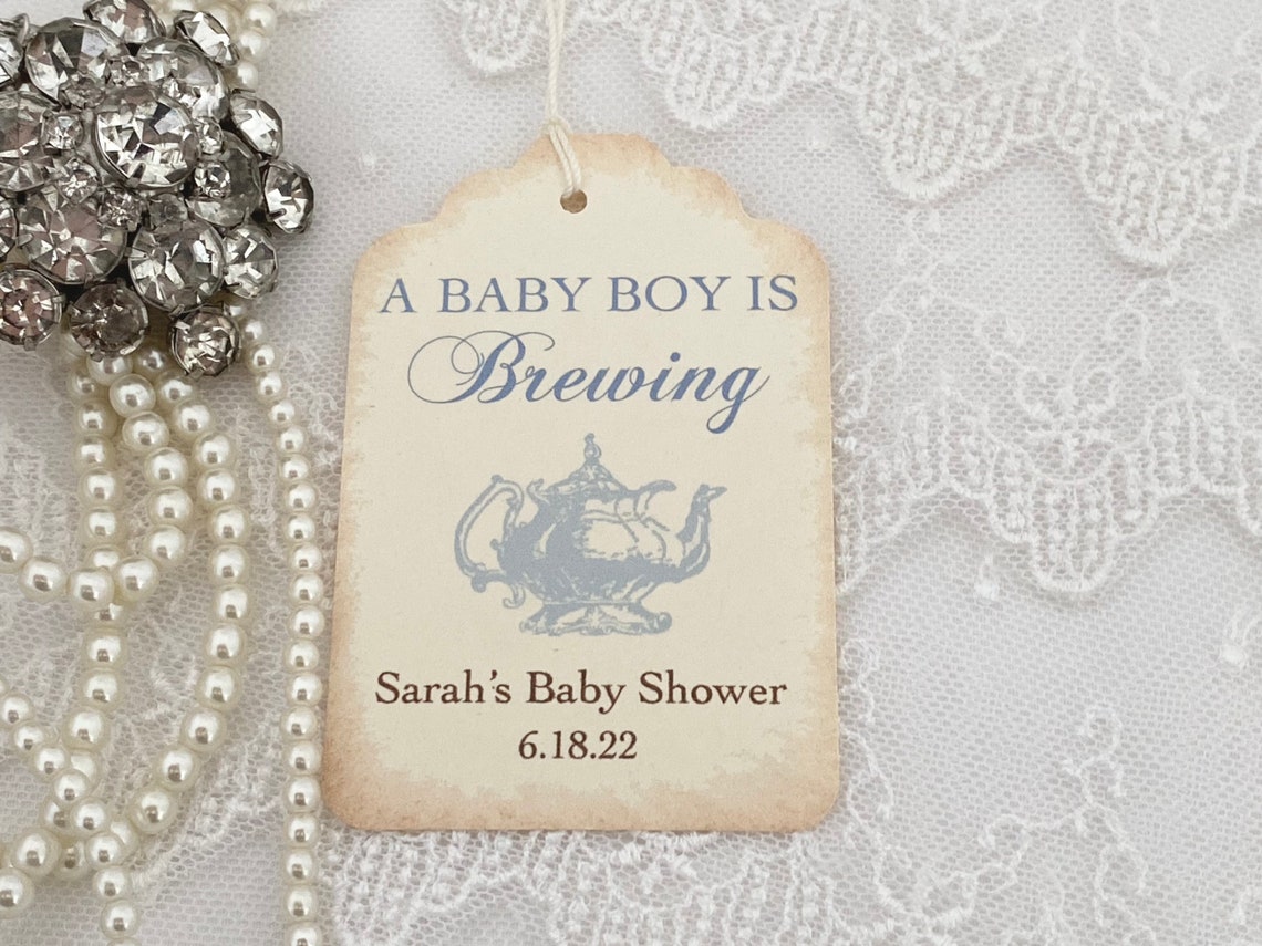 Boy Baby Shower Tea Party Favor Tags Boy Tea Party Baby Etsy