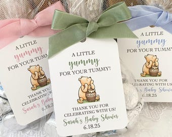 Winnie the Pooh Baby Shower Favor Tags or DIY Bag Kits