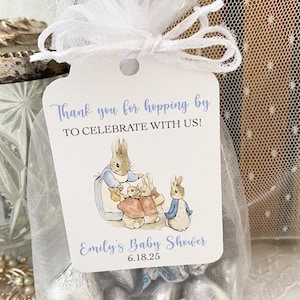 Peter Rabbit Baby Shower Favor Bags, Thank You Gift Bags for Guests, Bunny Rabbit Favor Gift Bags, Thanks for Hopping By Favors