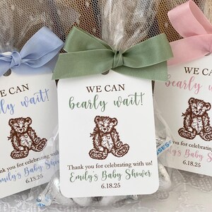 Teddy Bear Favor Treat Bags, Baby Shower Teddy Bear Favors, Birthday Teddy Bear Favor Bags, We Can Bearly Wait Shower Favors Bags image 2