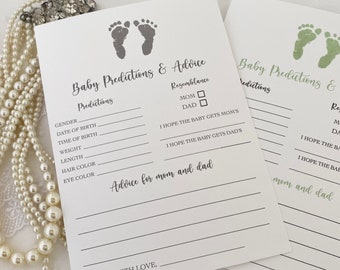 Printed Boy or Girl Baby Shower Prediction Cards, Baby Shower Guessing Game Cards, Neutral Baby Shower Game Cards