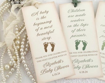 Baby Shower Bookmarks Favors, Gender Neutral Baby Shower Favors, Baby Book Themed Favors, Printed