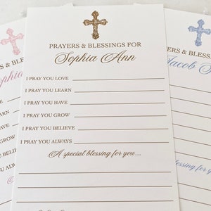 Printed Prayers for Baby Cards, Blessing Prayer Wishes Cards for Baptism, Christening, Dedication, Confirmation, First Communion