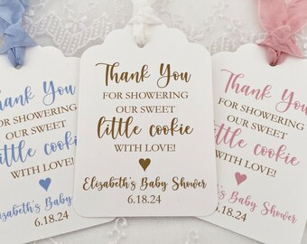 PRINTED Thank You for Showering our Sweet Cookie Favor Gift Tags for Baby Shower, Cookie Baked Goodies Favor Thank You Tags, Gender Neutral