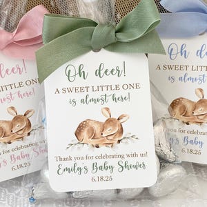 Deer Baby Shower Favor Bags, Woodland Deer Baby Shower Favors, Oh Deer A Little One is almost here Favor Bags, Forest Baby Shower Favors