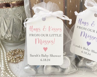Kisses from Our Little Misses Favor Bags, Girl Hugs and Kisses Candy Treat Bags, Girl Baby Shower Kiss Favors