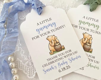 Winnie the Pooh Baby Shower Favor Tags, Yummy for your Tummy