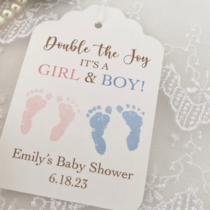 Printed Twin Boy Gift Favor Tags, Twin Boy Girl Baby Shower Tags, Twin Favor Labels