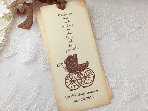 Baby Shower Bookmark Favors Neutral Carriage | Etsy