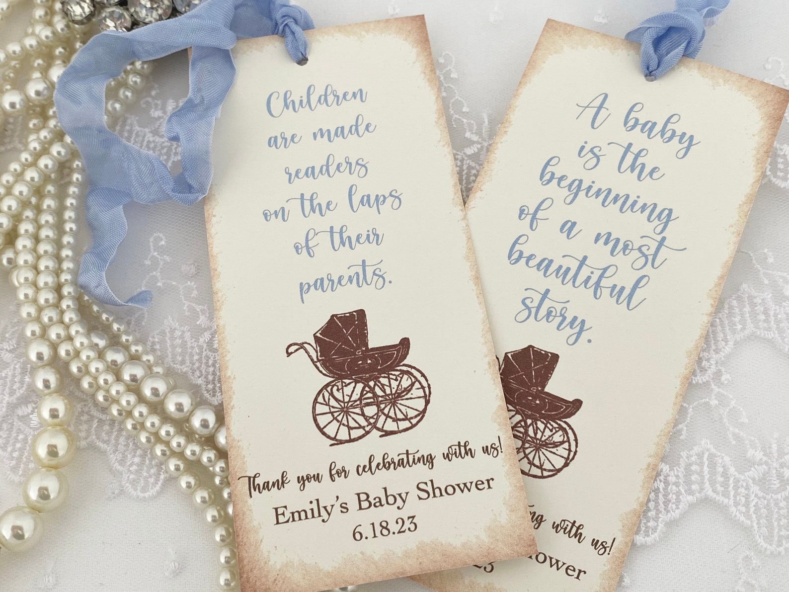 Printed Baby Shower Bookmarks Gender Neutral Bookmark Favors Etsy