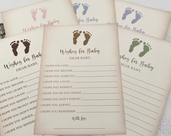 Printed Gender Neutral Baby Wish Cards, Dear Baby Wishes Cards for Boy or Girl, Handmade