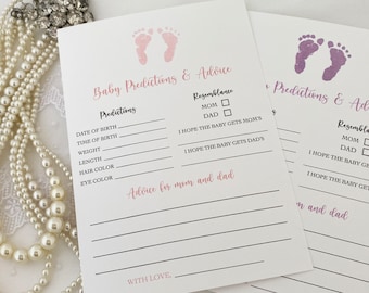 Printed Baby Girl Prediction Cards, Girl Baby Prediction Cards, Baby Girl Game Cards, Guessing Baby Shower