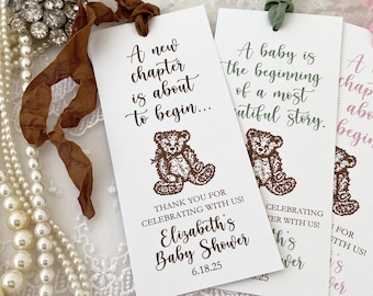 Printed Teddy Bear Bookmarks Favors, Reading Baby Shower Favors, Gender Neutral Baby Bear Favors
