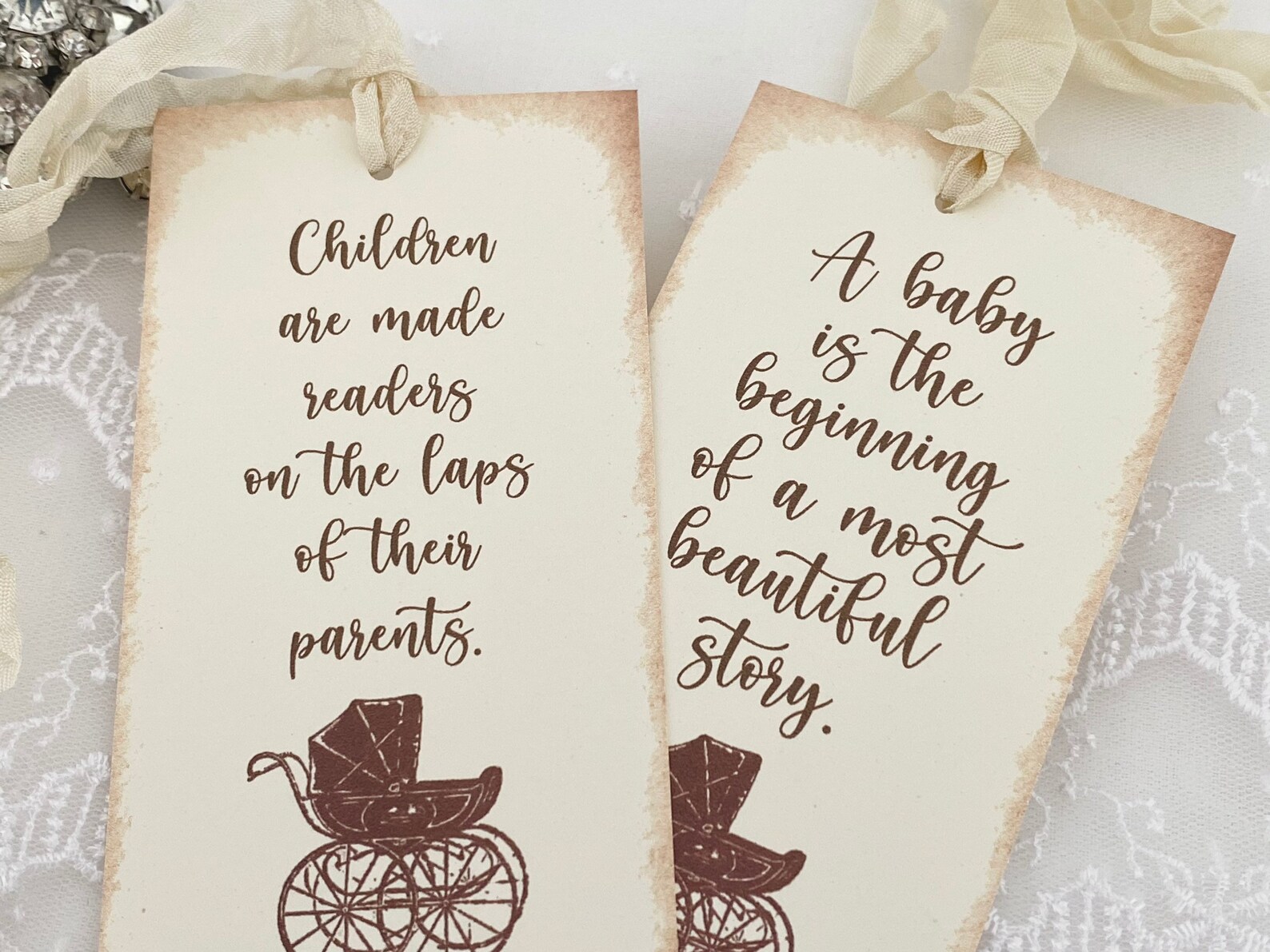 Printed Baby Shower Bookmarks Gender Neutral Bookmark Favors Etsy