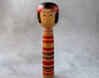 Vintage Japanese Kokeshi Doll by Toshiaki Sato, Tsuchiyu Style, 1960s Folk Art Home Decor