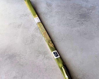 Japanese Silk Obijime, Kumihimo Kimono Cord – Olive Green & Gold