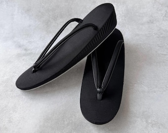 Vintage Japanese Black Zori Sandals (Size 6 US Women) | Elegant Formal Footwear from the 1960s
