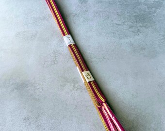 Japanese Silk Kumihimo Obijime Cord – Magenta Pink & Gold