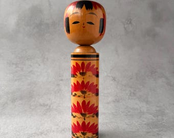 Award Winning Show Oe Kokeshi Doll 9.45" Vintage Japanese Togatta Folk Art Signed 1970s