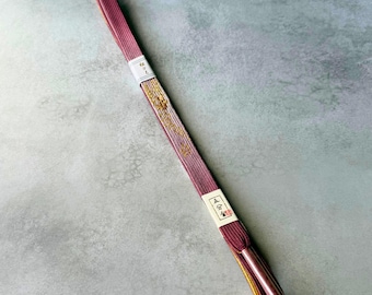 Japanese Silk Obijime, Kumihimo Kimono Cord – Dusty Pink, Burgundy & Gold
